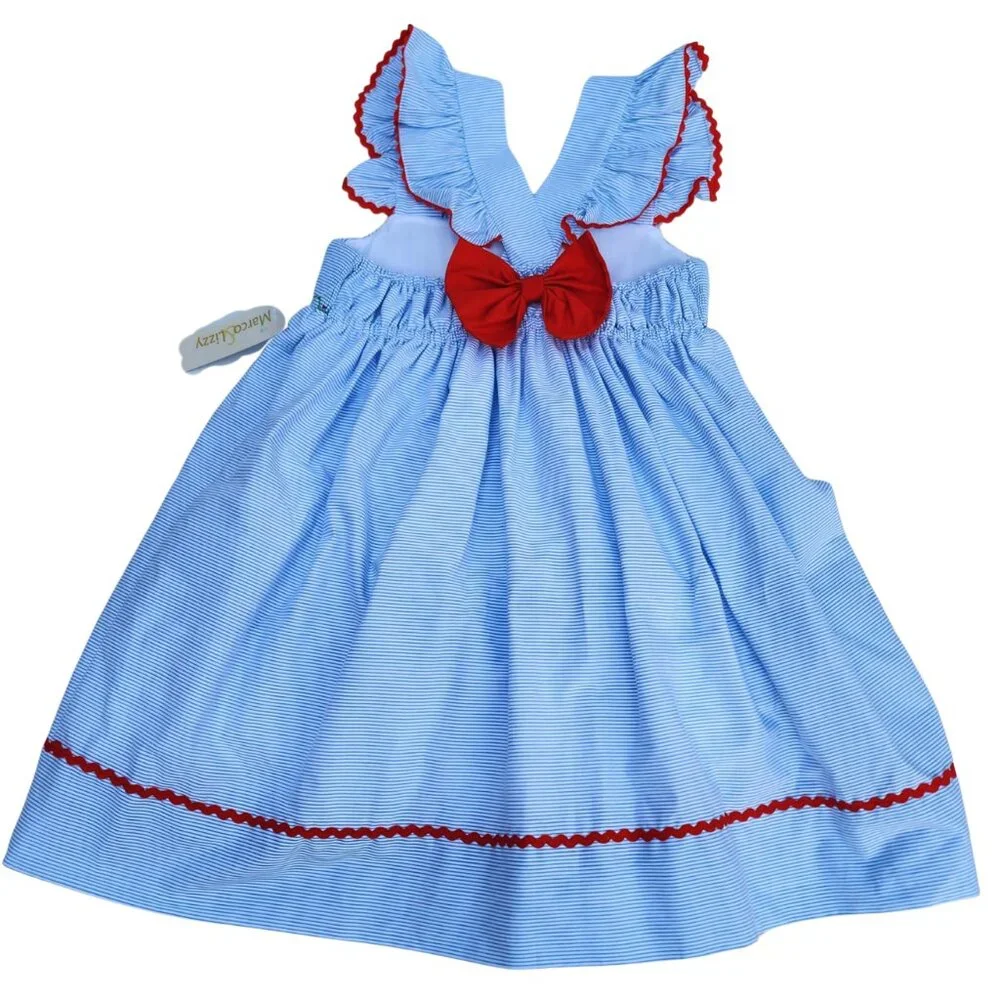 Marco &‎ Lizzy Girl's seersucker Smoked Cherry Jumper Sundress, Size 6